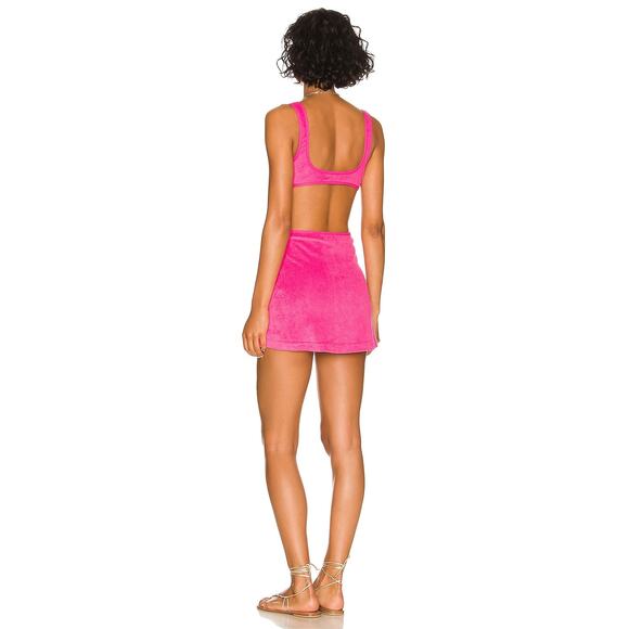 Solid & Striped Mini Bailey Terrycloth Dress Knot Detail Pink Strawberry Medium - Picture 3 of 10